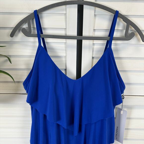 Magicsuit Miraclesuit Blue Rita Tankini Swimsuit Top Tiered Ruffle Size‎ 12 - Picture 10 of 11